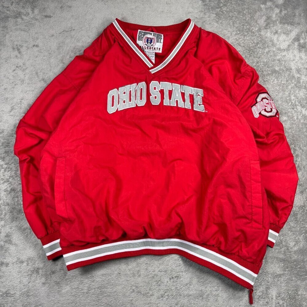 Y2K Baggy OHIO State University Lined Windbreaker XXL Red Collegiate Varsity